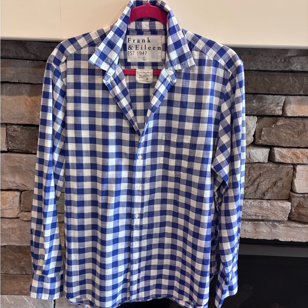 Frank & Eileen Blue and White Plaid Shirt